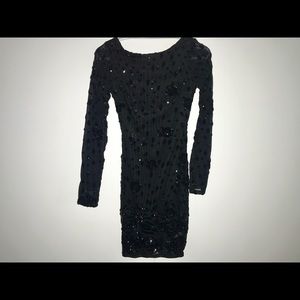 Black Sequin Long sleeve Mini Dress